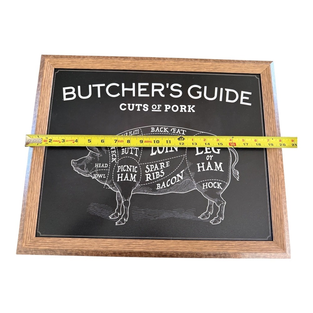 Butcher's Guide Cuts of Pork Framed Wall Art Farmhouse Kitchen Decor 21x16 - Picture 2 of 4